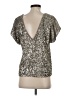 Tart 100% Polyester Metallic Silver Short Sleeve Top Size S - photo 2