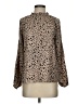 Shein 100% Polyester Animal Print Brown Long Sleeve Blouse Size 2 - photo 1