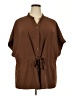 Unbranded 100% Polyester Brown Short Sleeve Blouse Size 4XL - photo 1