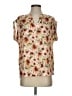 EMALINE 100% Polyester Floral Tan Short Sleeve Blouse Size S - photo 1