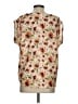 EMALINE 100% Polyester Floral Tan Short Sleeve Blouse Size S - photo 2