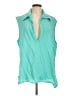 Assorted Brands Teal Sleeveless Button-Down Shirt Size L - photo 1