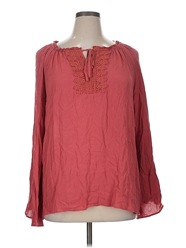Pre-owned St. John's Bay 3/4 Sleeve T-shirt In Red