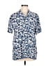 Weatherproof 100% Rayon Floral Blue Short Sleeve Button-Down Shirt Size M - photo 1