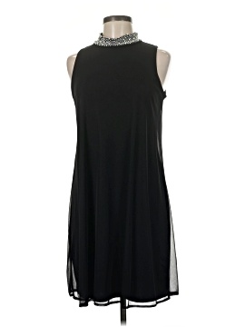 blue dress for baby girl Modal Square Neck Long Sleeve Mini Dress in Black - XL