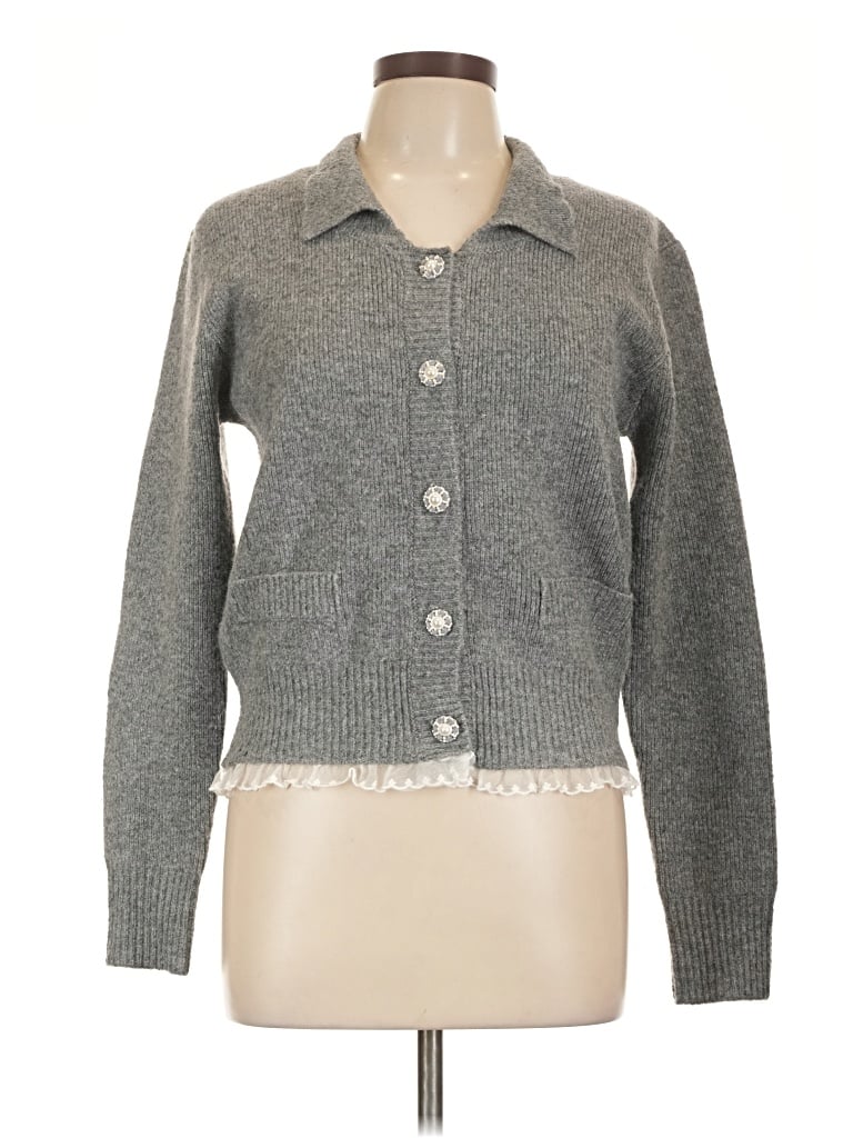 Lea & Viola Cardigan Sweater In Gray