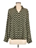 Express Outlet 100% Polyester Chevron-herringbone Green Long Sleeve Blouse Size M - photo 1