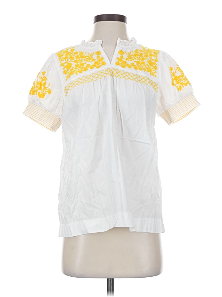 Pre-owned Jcrew Short Sleeve Blouse In White