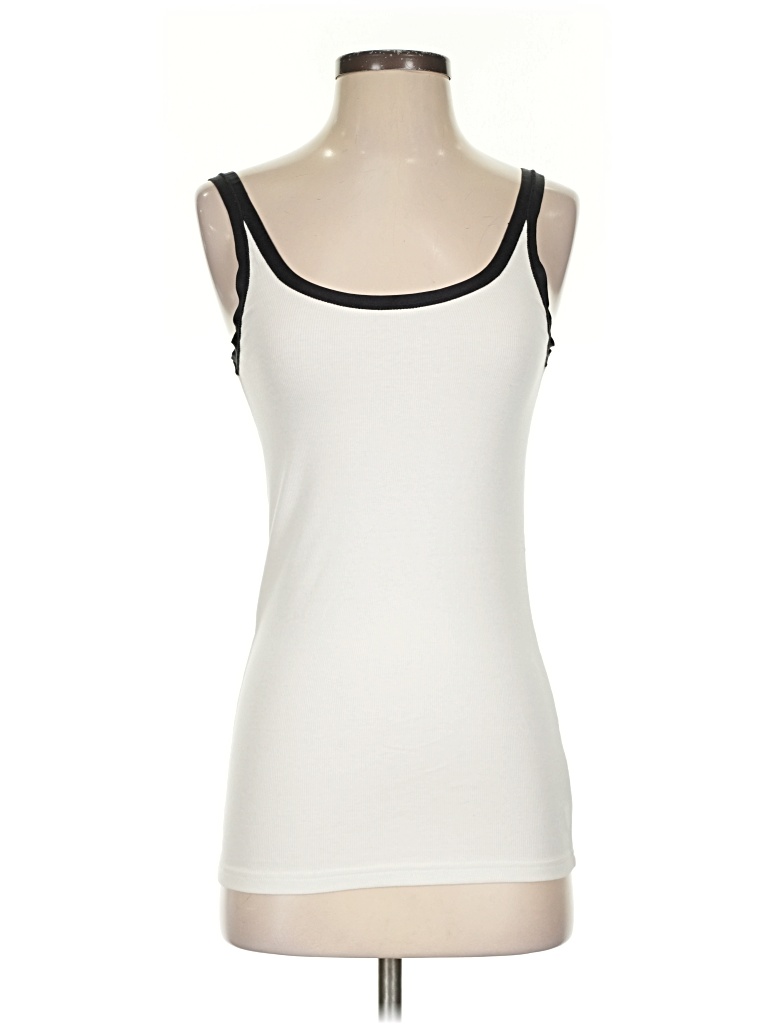 Pre-owned Calvin Klein Tank Top Ivory Strapless Neckline Tops In White