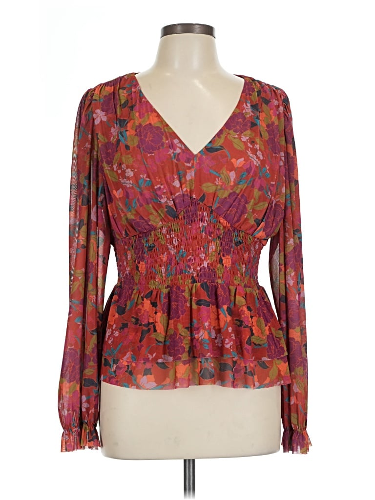 Pre-owned Dr2 Long Sleeve Blouse In Brown