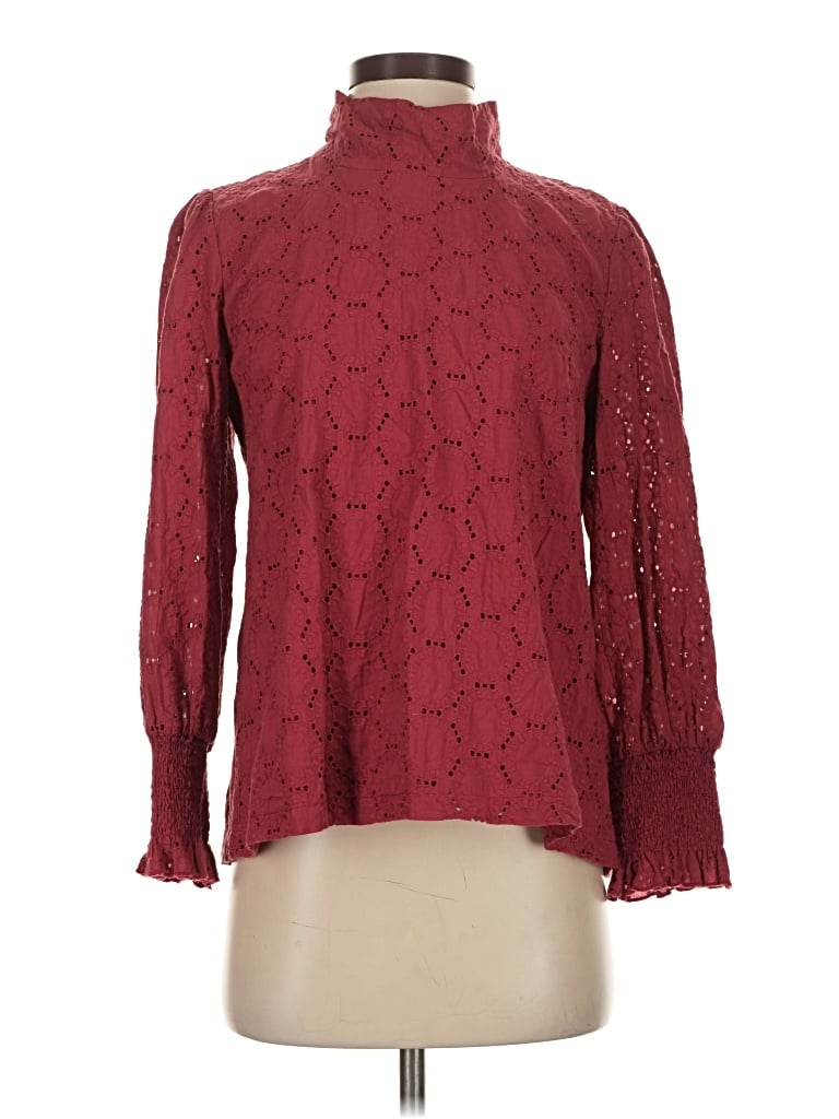 Pre-owned Buru Long Sleeve Blouse In Burgundy