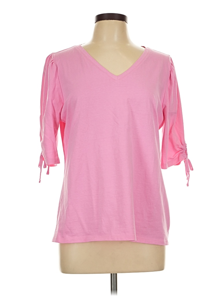 Pre-owned Talbots 3/4 Sleeve T-shirt In Pink