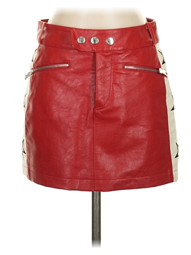 Forever 21 Faux Leather Skirt In Red