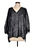 Umgee 100% Polyester Metallic Gray 3/4 Sleeve Blouse Size L - photo 1