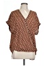 Max Studio 100% Polyester Chevron-herringbone Brown Short Sleeve Blouse Size L - photo 1