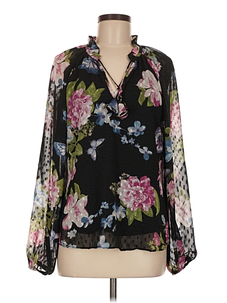 Pre-owned Tamara H. Long Sleeve Blouse In Black