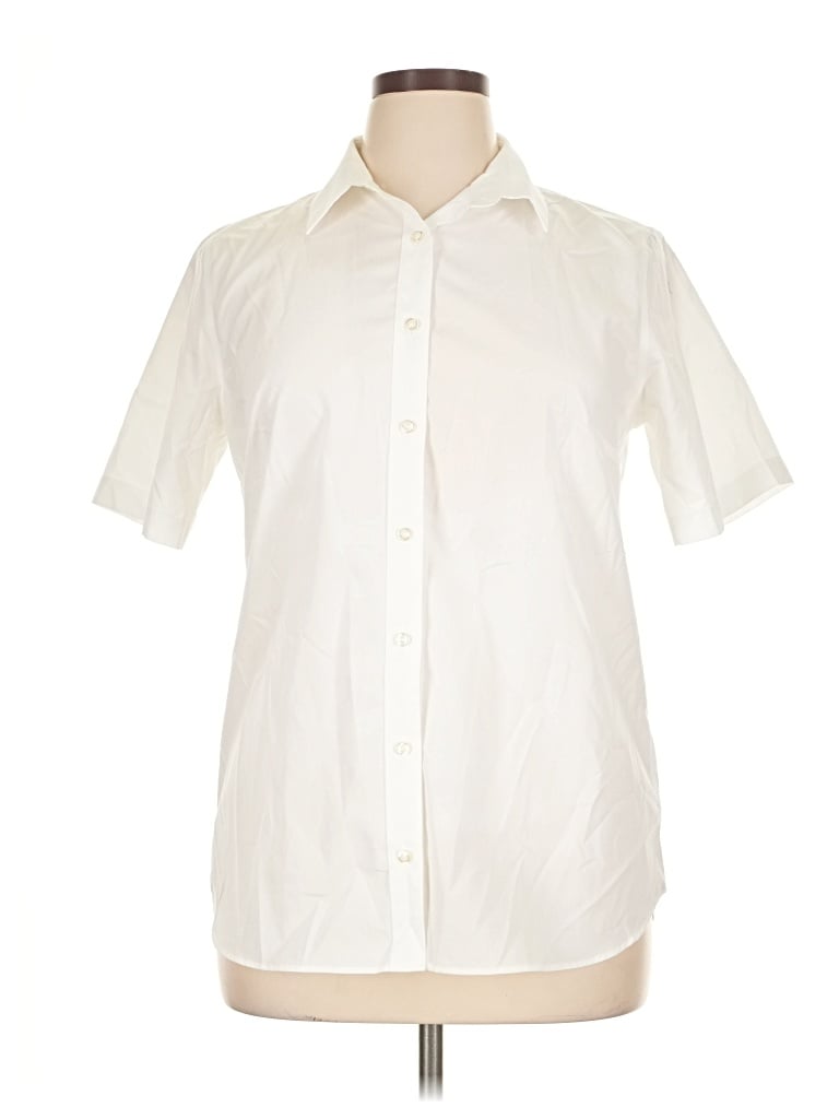 Lands' End Short Sleeve Blouse In White