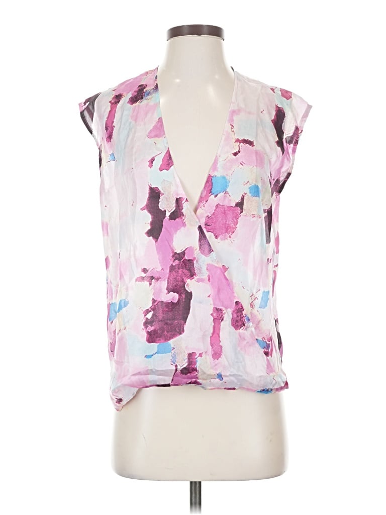 Threads 4 Thought Sleeveless Silk Top Pink Plunge Neckline Tops In Multi
