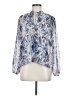 Olivia Grey 100% Polyester Paisley Blue Long Sleeve Blouse Size M - photo 1