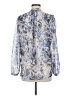 Olivia Grey 100% Polyester Paisley Blue Long Sleeve Blouse Size M - photo 2