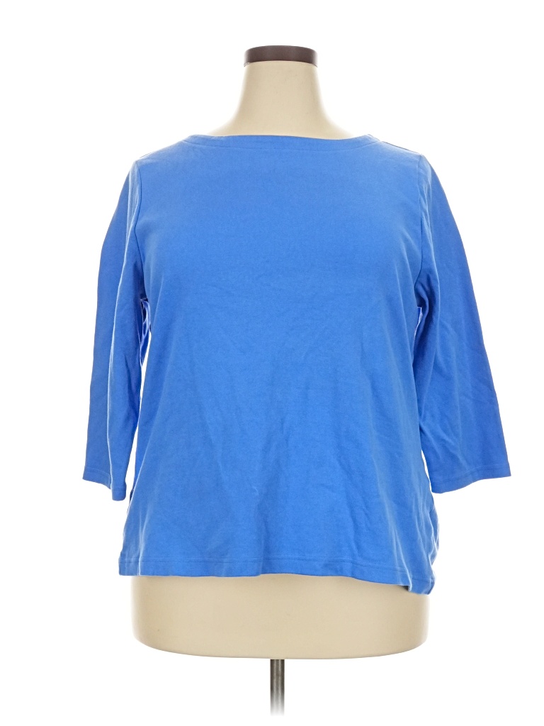 Pre-owned Croft & Barrow 3/4 Sleeve T-shirt In Blue