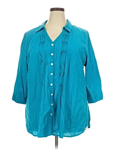 Fashion Bug 3/4 Sleeve Button-Down Shirt (view 1)