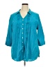 Fashion Bug Teal 3/4 Sleeve Button-Down Shirt Size 2X - photo 1