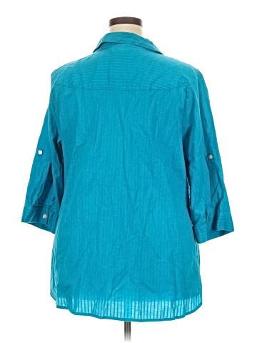 Fashion Bug 3/4 Sleeve Button-Down Shirt (view 2)