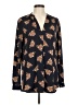 Ann Taylor LOFT 100% Polyester Floral Blue Long Sleeve Blouse Size M - photo 1