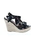 Unbranded Floral Blue Black Wedges Size 6 - photo 1