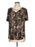 Lovely J Animal Print Brown Short Sleeve Blouse Size L (estimated) - photo 1