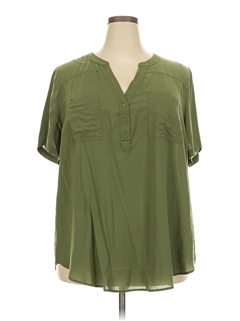 Pre-owned Torrid Short Sleeve Blouse In Green
