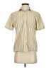 Fire Islander Stripes Ivory Tan Short Sleeve Blouse Size S (estimated) - photo 1