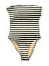 J.Crew Stripes Gold Black One Piece Swimsuit Size 6 - photo 1
