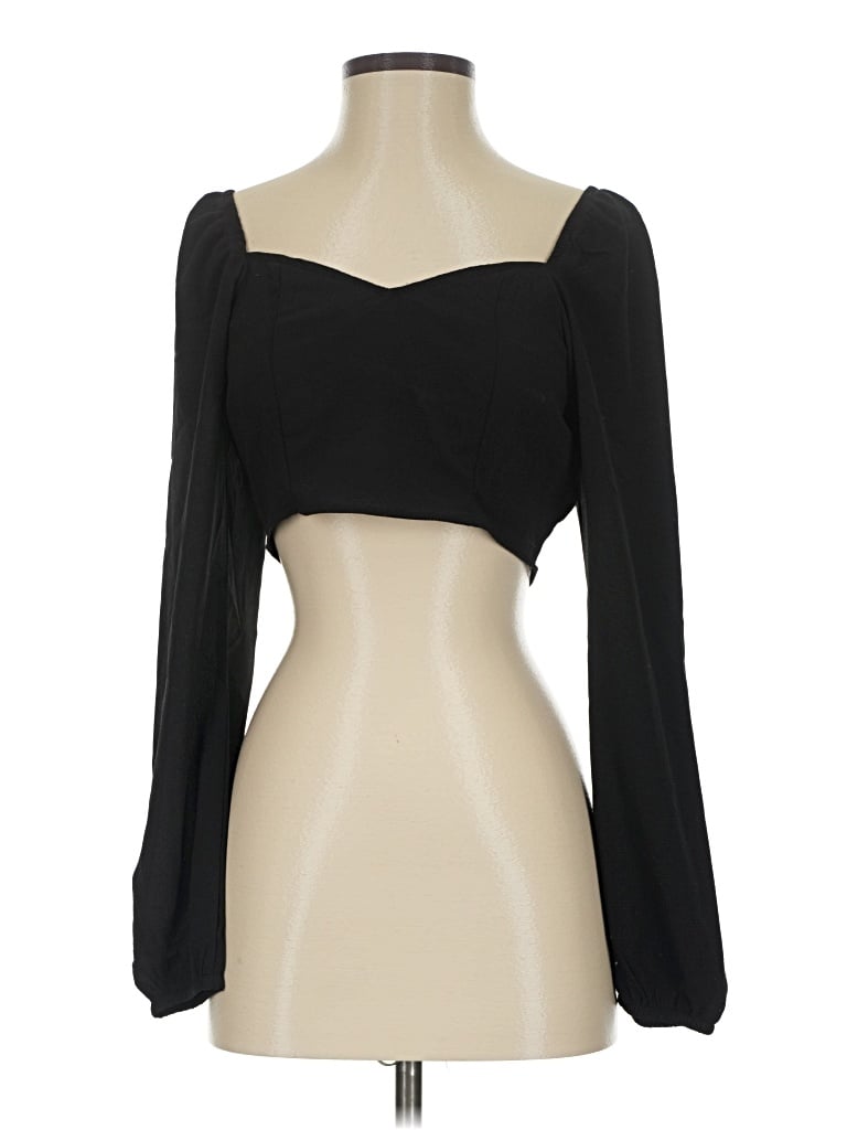 Pre-owned Ivory Ella Long Sleeve Top Black Sweetheart Neckline Tops