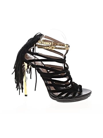 Herve Leger Suede Fringe Accent Caged Sandals  (view 1)