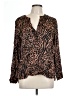 Rails Animal Print Brown Long Sleeve Blouse Size L - photo 1