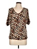 Venus Animal Print Brown Short Sleeve Blouse Size L - photo 1