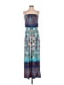 Bisou Bisou 100% Polyester Print Blue Casual Dress Size 4 - photo 1