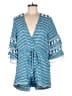Dodo Bar Or 100% Cotton Chevron-herringbone Blue Romper Size L - photo 1