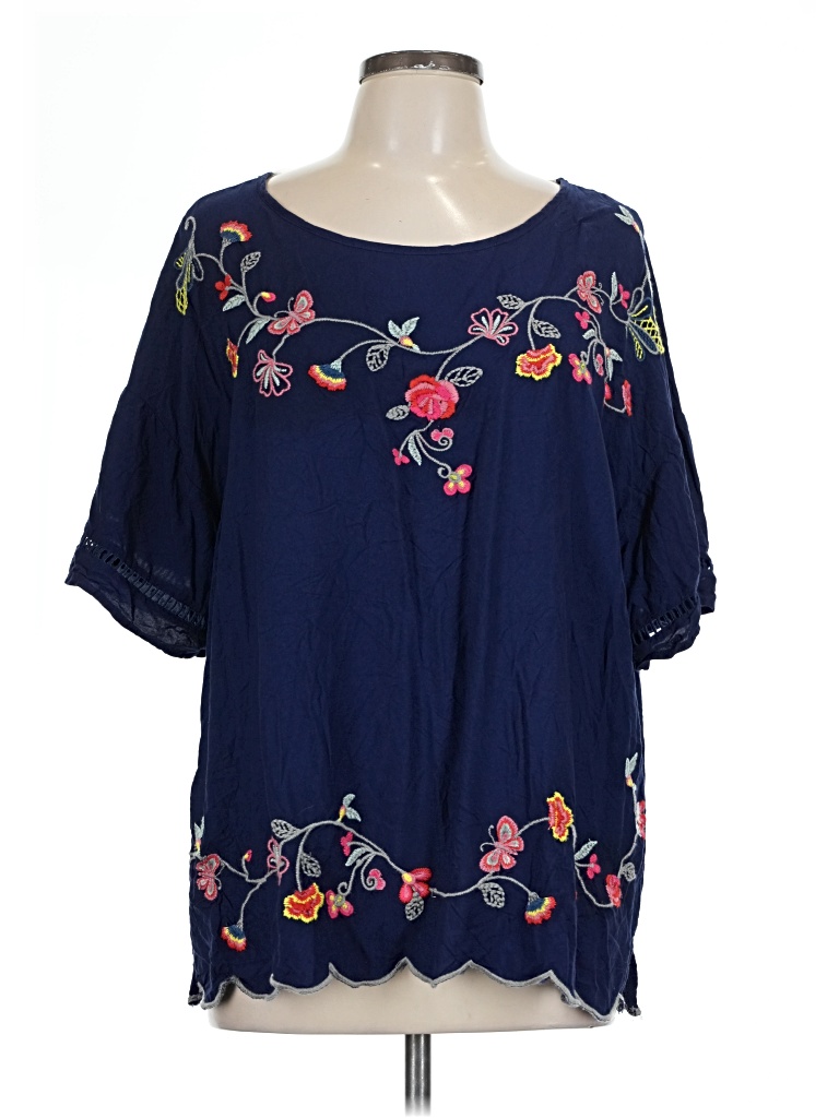 Pre-owned Time And Tru 3/4 Sleeve T-shirt In Blue