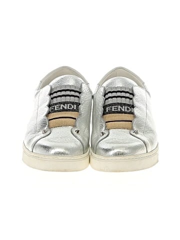 Fendi Metallic Leather Studded Knit Logo Sneakers (view 2)