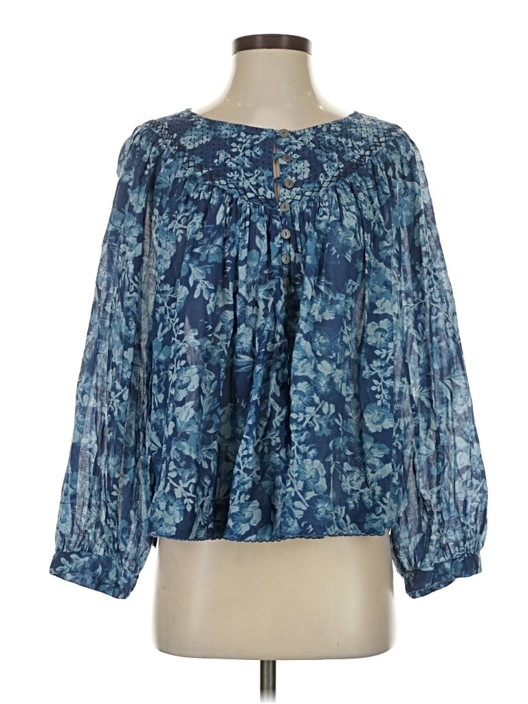 Pre-owned We The Free 3/4 Sleeve Blouse In Blue
