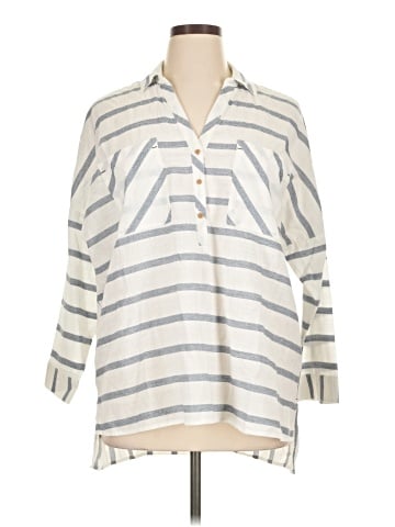 Zara Basic 3/4 Sleeve Button-Down Shirt (view 1)