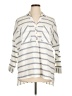 Zara Basic 100% Cotton Stripes Ivory 3/4 Sleeve Button-Down Shirt Size XL - photo 1