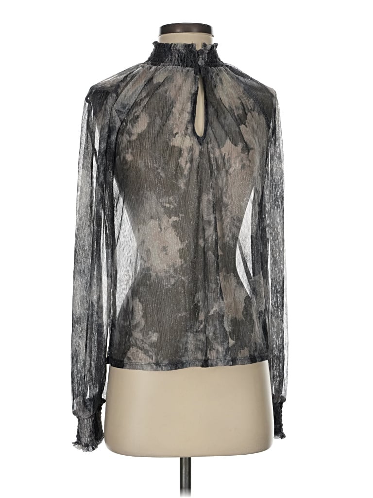 Pre-owned Evereve Long Sleeve Blouse In Gray