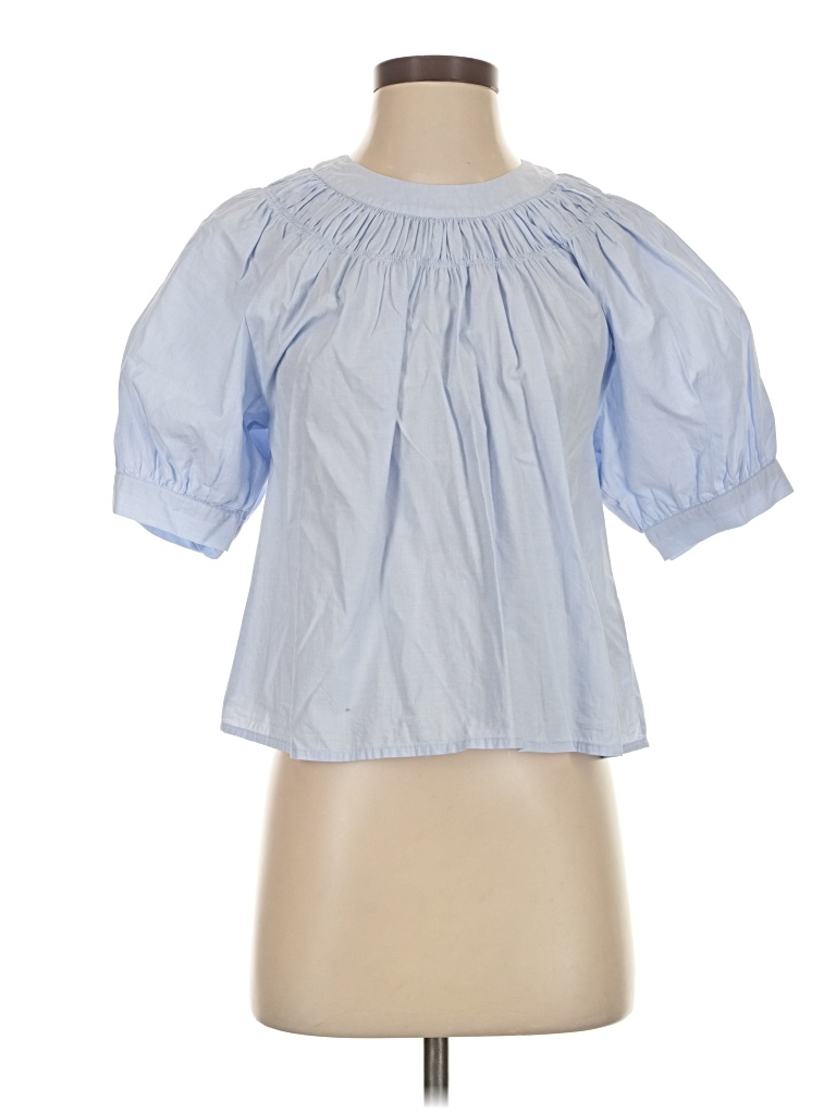 Pre-owned Jcrew Short Sleeve Blouse In Blue