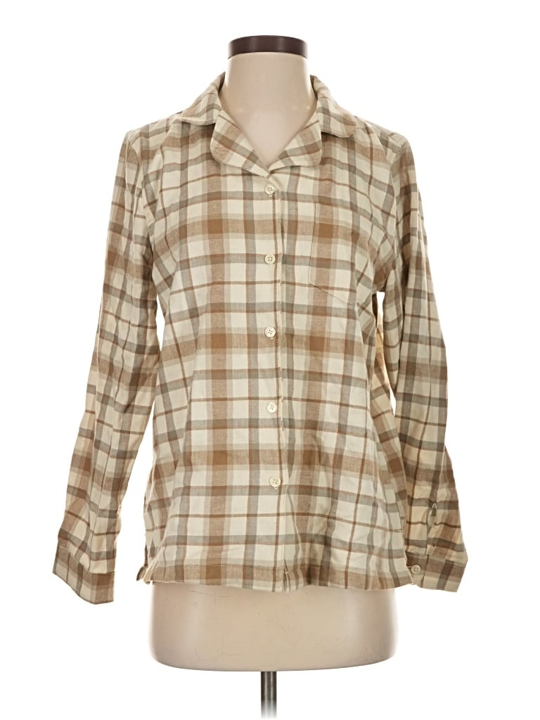 Pre-owned L.l.bean 3/4 Sleeve Button Down Shirt In Tan
