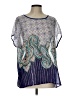 Bobeau Blue Short Sleeve Blouse Size L - photo 1
