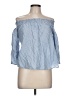 Love Notes 100% Cotton Blue 3/4 Sleeve Blouse Size L - photo 1